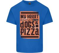 Il Mio Cuore Appartiene Ai Cani E Alla Pizza Maglietta Divertente Per Bambini