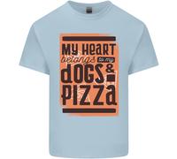 Il Mio Cuore Appartiene Ai Cani E Alla Pizza Maglietta Divertente Per Bambini