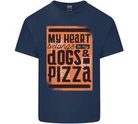 Il Mio Cuore Appartiene Ai Cani E Alla Pizza Maglietta Divertente Per Bambini