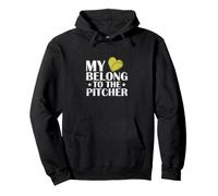 Il Mio Cuore appartiene al Lanciatore Softball Felpa con Cappuccio