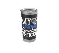 Il mio cuore appartiene all'ufficiale delle correzioni della guardia carceraria blu Bicchiere termico in acciaio inox doppia parete