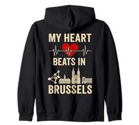 Il mio cuore batte a Bruxelles Belgio Capitale Felpa con Cappuccio