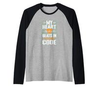 Il Mio Cuore batte in codice Binario Maglia con Maniche Raglan