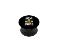 Il mio cuore batte in codice binario PopSockets PopGrip Adesivo