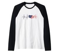 Il Mio Cuore batte per l'America - Patriotic USA Maglia con Maniche Raglan