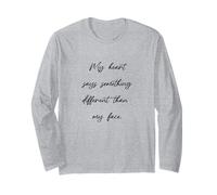 Il Mio Cuore Dice Qualcosa di Diverso dal Mio Viso - Divertente Maglia a Manica