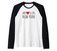 Il Mio Cuore È A New York Carino Stato Americano Maglia con Maniche Raglan