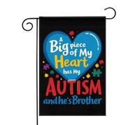 Il mio cuore è autistico ed è mio fratello Bandiere da Giardino 12,5x18 Pollici - Banner dai Colori Vivaci per Decorazioni Esterne di Giardini e Case - Idee Regalo