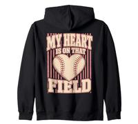 Il Mio Cuore è su Quel Campo Baseball Mamma Felpa con Cappuccio