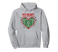 Il Mio Cuore è su Quel Campo, Passione per i Tifosi di Calcio Felpa con Cappuccio, Unisex per Adulti, Grigio Melange, L