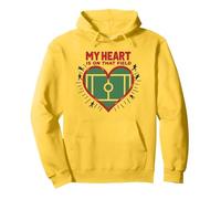 Il Mio Cuore è su Quel Campo, Passione per i Tifosi di Calcio Felpa con Cappuccio, Unisex per Adulti, Limone, M