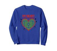 Il Mio Cuore è su Quel Campo, Passione per i Tifosi di Calcio Felpa, Unisex per Adulti, Blu Reale, XXL