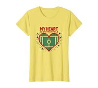 Il Mio Cuore è su Quel Campo, Passione per i Tifosi di Calcio Maglietta, Donna, Limone, 3XL