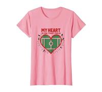 Il Mio Cuore è su Quel Campo, Passione per i Tifosi di Calcio Maglietta, Donna, Rosa, L