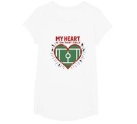 Il Mio Cuore è su Quel Campo, Passione per i Tifosi di Calcio Maglietta, Ragazze, Bianco, M