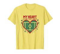 Il Mio Cuore è su Quel Campo, Passione per i Tifosi di Calcio Maglietta, Uomo, Limone, XL