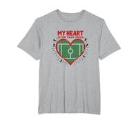 Il Mio Cuore è su Quel Campo, Passione per i Tifosi di Calcio Maglietta, Uomo Taglie Grandi, Grigio Melange, 4X Tall