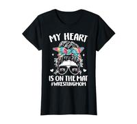Il mio cuore è su quel tappetino Wrestling amante mamma divertente wrestler Maglietta