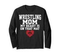 Il Mio Cuore è su Quel Tappeto Wrestling Mom Graphic Maglia a Manica