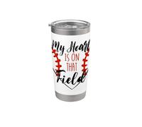 Il mio cuore è sul campo da baseball Madre Padre Sorella Figlio Bicchiere termico in acciaio inox doppia parete