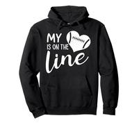 Il Mio Cuore è sulla Linea Divertente Fan di Calcio Lineman Sport Felpa con Cappuccio