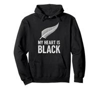 Il Mio Cuore è Tutto Nero Silver Fern Felpa con Cappuccio
