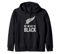 Il Mio Cuore è Tutto Nero Silver Fern Felpa con Cappuccio