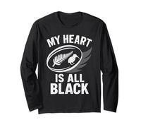 Il Mio Cuore è Tutto Nero Silver Fern Kiwi Maglia a Manica
