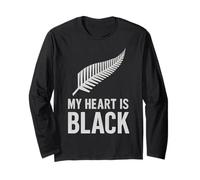 Il Mio Cuore è Tutto Nero Silver Fern Maglia a Manica