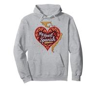 Il Mio Cuore Parla Spagnola Calda Latina Fidanzata Amore Regalo Felpa con Cappuccio, Unisex per Adulti, Grigio Melange, XL