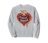 Il Mio Cuore Parla Spagnola Calda Latina Fidanzata Amore Regalo Felpa, Unisex per Adulti, Grigio Melange, M
