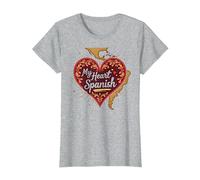 Il Mio Cuore Parla Spagnola Calda Latina Fidanzata Amore Regalo Maglietta, Donna, Grigio Melange, XS