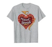Il Mio Cuore Parla Spagnola Calda Latina Fidanzata Amore Regalo Maglietta, Uomo, Grigio Melange, L
