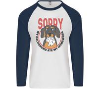 Il Mio Dachshund ATE il Mio Homework Divertente Cane Uomo L/S Baseball T-Shirt