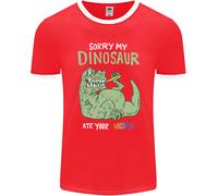 Il Mio Dinosauro ATE Tuo Unicorn Divertente T- Rex Uomo Ringer Fotl