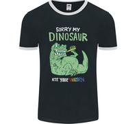 Il Mio Dinosauro ATE Tuo Unicorn Divertente T- Rex Uomo Ringer Fotl