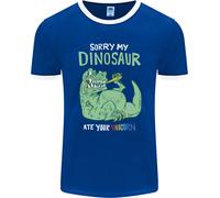 Il Mio Dinosauro ATE Tuo Unicorn Divertente T- Rex Uomo Ringer Fotl