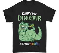 Il Mio Dinosauro ATE Tuo Unicorn Divertente T- Rex Uomo T-Shirt 100% Cotone