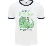 Il Mio Dinosauro ATE Tuo Unicorn T- Rex Divertente Uomo Ringer