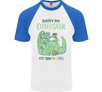 Il Mio Dinosauro ATE Tuo Unicorn T- Rex Divertente Uomo S/S Baseball T-Shirt