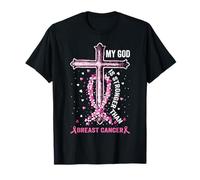 Il Mio Dio è più Forte del Cancro al Seno Pink Cross Christian Maglietta
