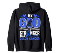 Il Mio Dio è più Forte del Supporto per la consapevolezza del Mese del Cancro al Colon Felpa con Cappuccio