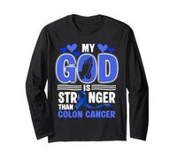 Il Mio Dio è più Forte del Supporto per la consapevolezza del Mese del Cancro al Colon Maglia a Manica