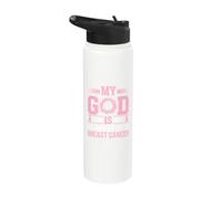 Il mio Dio è più forte della consapevolezza del cancro al seno cristiano Stainless Steel Insulated Water Bottle