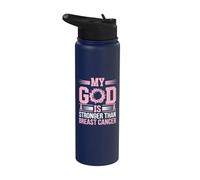 Il mio Dio è più forte della consapevolezza del cancro al seno cristiano Stainless Steel Insulated Water Bottle