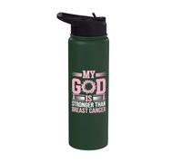 Il mio Dio è più forte della consapevolezza del cancro al seno cristiano Stainless Steel Insulated Water Bottle