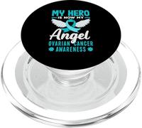Il mio eroe è ora il mio angelo consapevolezza del cancro ovarico PopSockets PopGrip per MagSafe
