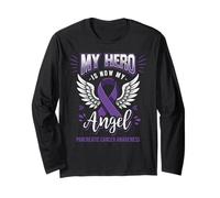 Il Mio Eroe è Ora Il Mio Angelo consapevolezza del Mese del Cancro al Pancreas Maglia a Manica