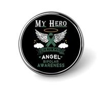 Il mio eroe ora è il mio angelo Appendice Distintivo rotondo in metallo per la sensibilizzazione sul cancro Spilla da bavero, elegante spilla a bottone con motivo patriottico Distintivi decorativi pe