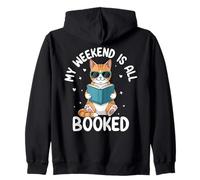 Il Mio fine Settimana è Tutto prenotato Amante della Lettura dei Gatti Felpa con Cappuccio